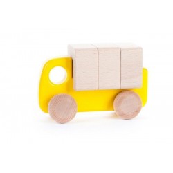 camion mic cu blocuri de lemngalben