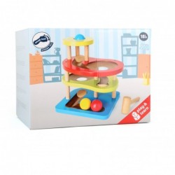 marble run colorat din lemn