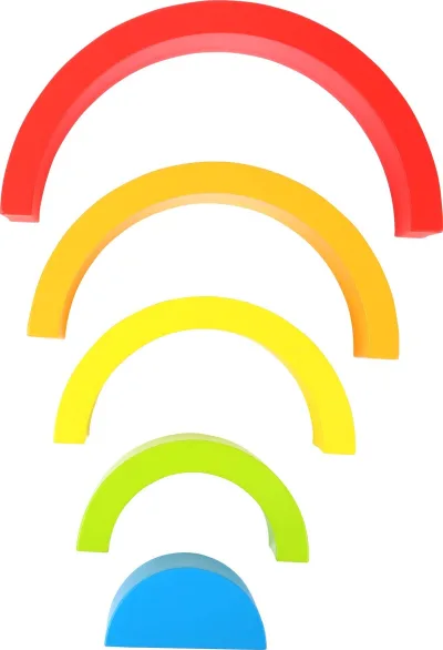 Curcubeu colorat din lemn cu 5 piese