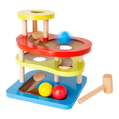 Marble run colorat din lemn