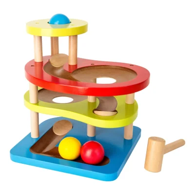 Marble run colorat din lemn