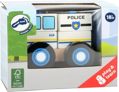 Mașinuța de poliție din blocuri de lemn