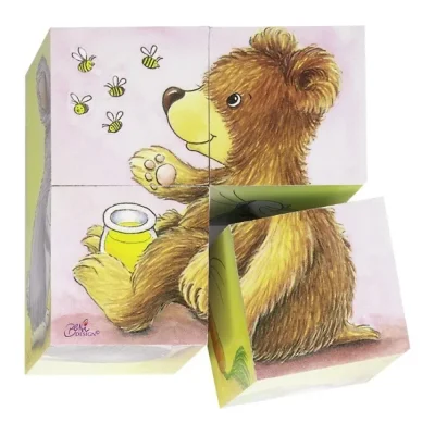 Puzzle cuburi pui de animale