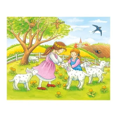 Puzzle din cuburi cu anotimpuri și fermă