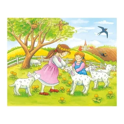 Puzzle din cuburi cu anotimpuri și fermă