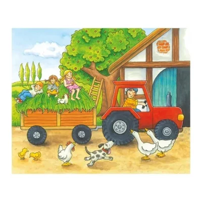 Puzzle din cuburi cu anotimpuri și fermă
