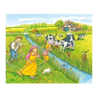 Puzzle din cuburi cu anotimpuri și fermă
