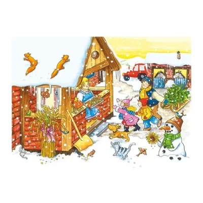 Puzzle din cuburi cu anotimpuri și fermă