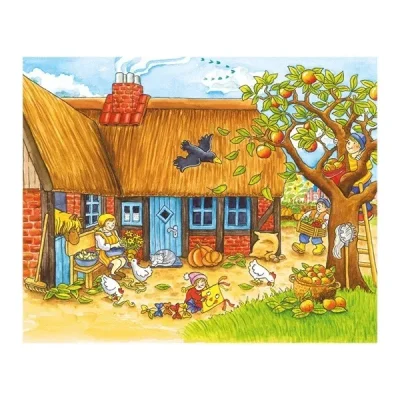 Puzzle din cuburi cu anotimpuri și fermă