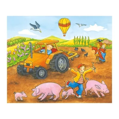 Puzzle din cuburi cu anotimpuri și fermă