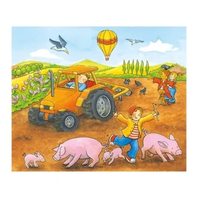 Puzzle din cuburi cu anotimpuri și fermă