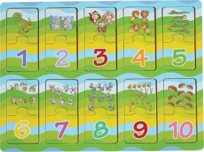 Puzzle învață numerele cu ajutorul animalelor