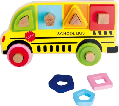 Autobuzul scolar - Puzzle cu forme geometrice