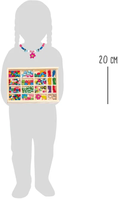 Mărgele pe șnur în cutie de lemn
