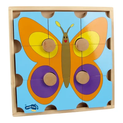 Puzzle de lemn, ursul și fluturele