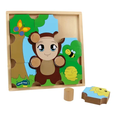 Puzzle de lemn, ursul și fluturele