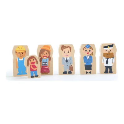 Avion din lemn cu figurine
