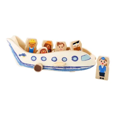 Avion din lemn cu figurine