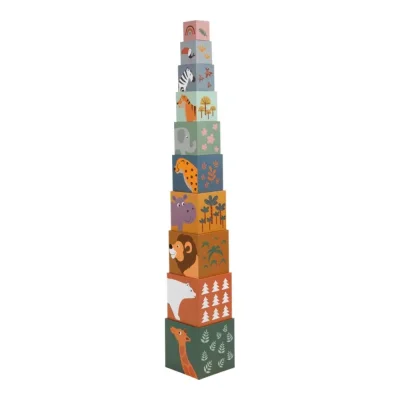 Turn Montessori de construit cu 10 piese din carton Safari