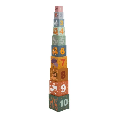 Turn Montessori de construit cu 10 piese din carton Safari