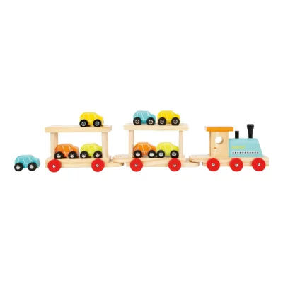 Tren cu 8 mașinuțe din lemn