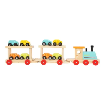 Tren cu 8 mașinuțe din lemn