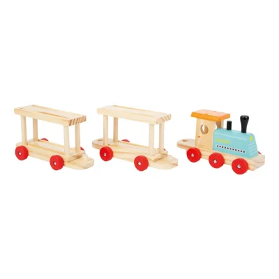 Tren cu 8 mașinuțe din lemn
