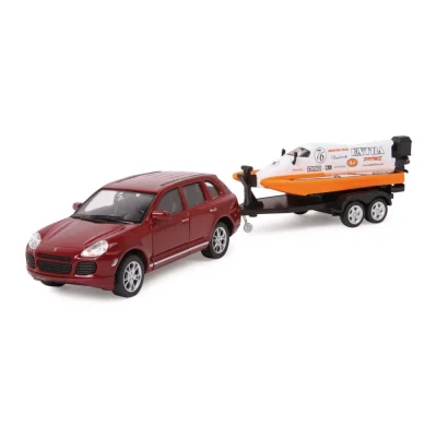 Mașinuță Porsche Cayenne cu remorcă și barcă de viteză