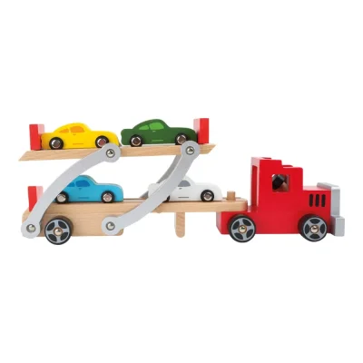 Trailer cu 4 mașinuțe lemn