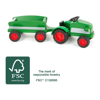 Tractor cu remorcă din lemn