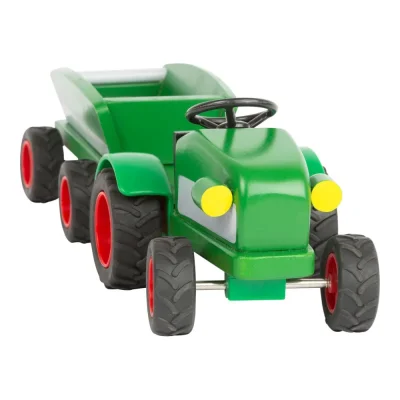 Tractor cu remorcă din lemn