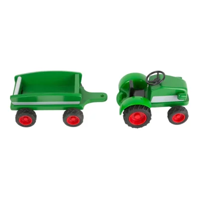 Tractor cu remorcă din lemn