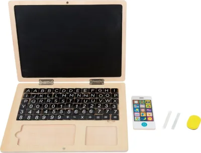 Laptop din lemn cu tablă magnetică